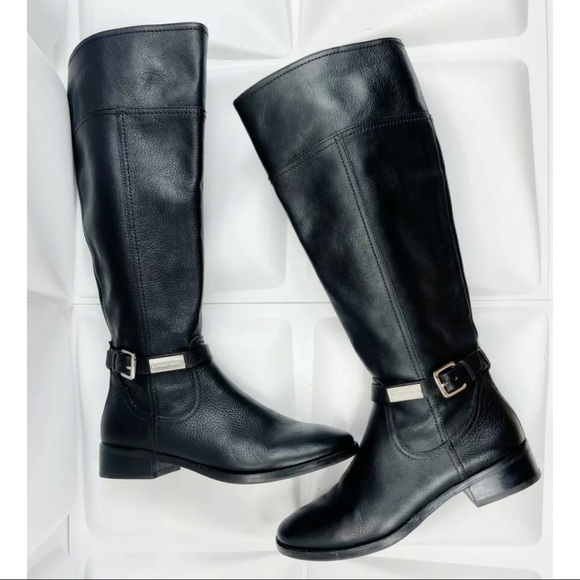 Antonio Melani Womens Sz 6M 6 Black Leather Buckle Riding Boots - Picture 1 of 13